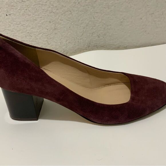J Crew Womens size 9.5 Heels Pumps Suede Cabernet Shoes - Picture 2 of 12